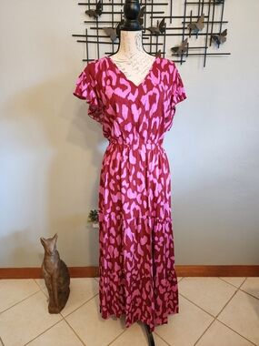 Pink Fuchsia Animal Print Maxi Dress From RustyDusty